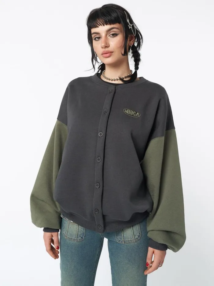 Clothing Ivy Black Green Oversized Bomber Jacket Minga London Jackets
