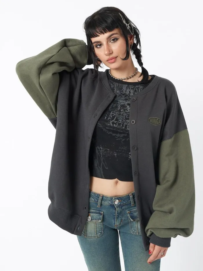 Clothing Ivy Black Green Oversized Bomber Jacket Minga London Jackets