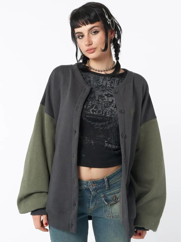 Clothing Ivy Black Green Oversized Bomber Jacket Minga London Jackets