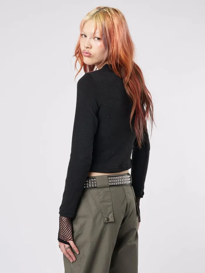 Clothing Kitty Kingdom Black Graphic Top Minga London Long Sleeve Tops