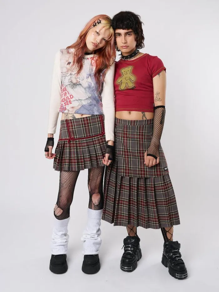 Clothing Laurie Pleated Tartan Midi Skirt Minga London Skirts
