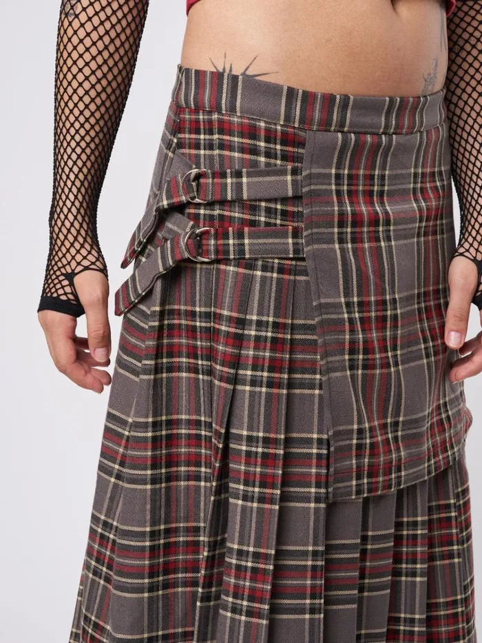 Clothing Laurie Pleated Tartan Midi Skirt Minga London Skirts