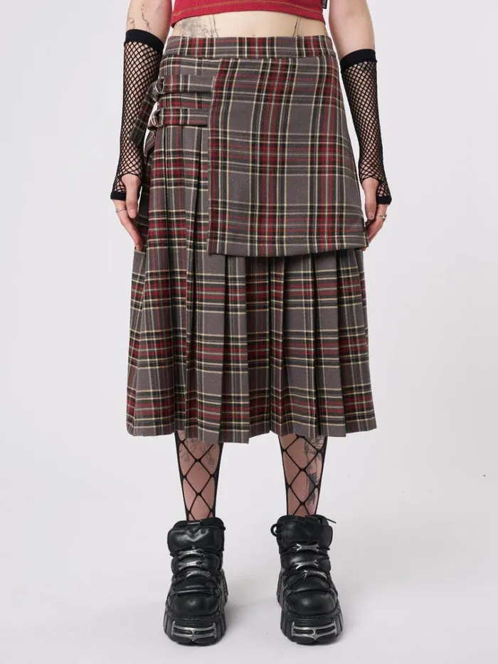 Clothing Laurie Pleated Tartan Midi Skirt Minga London Skirts
