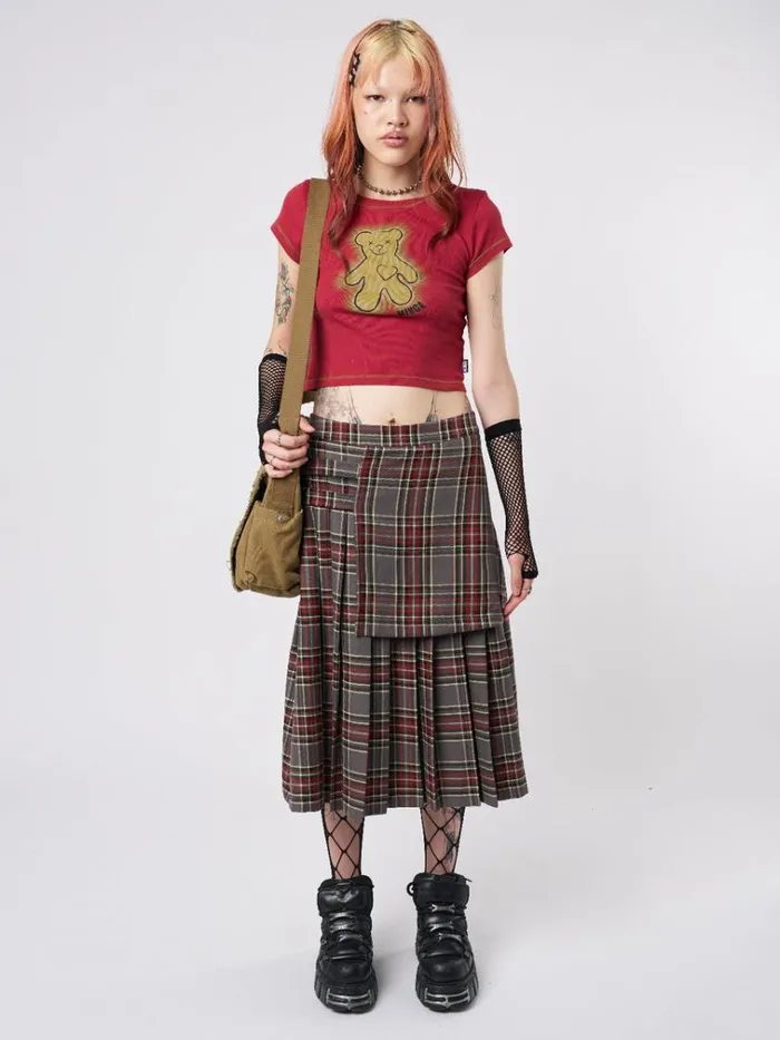 Clothing Laurie Pleated Tartan Midi Skirt Minga London Skirts