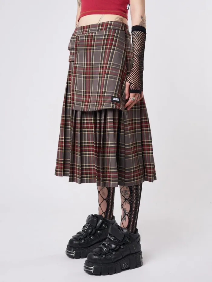 Clothing Laurie Pleated Tartan Midi Skirt Minga London Skirts