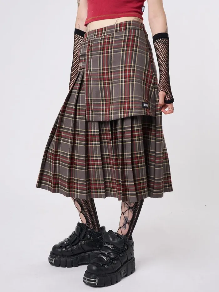 Clothing Laurie Pleated Tartan Midi Skirt Minga London Skirts