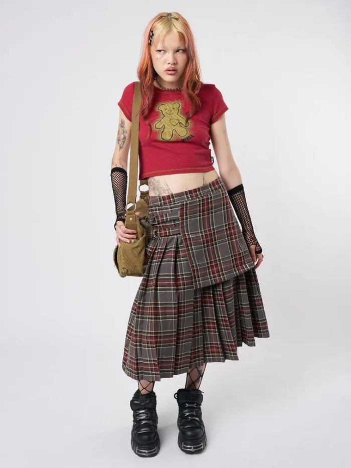 Clothing Laurie Pleated Tartan Midi Skirt Minga London Skirts