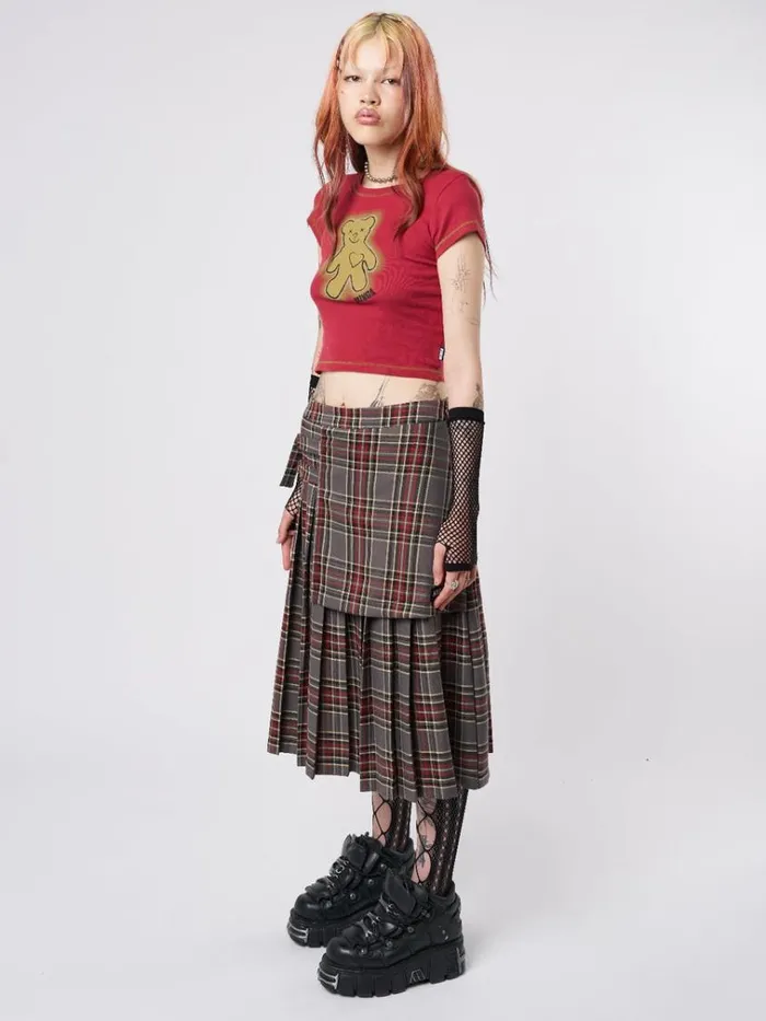 Clothing Laurie Pleated Tartan Midi Skirt Minga London Skirts