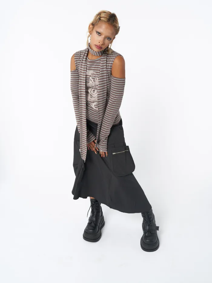 Clothing Lexi Black Tech Cargo Maxi Skirt Minga London Skirts