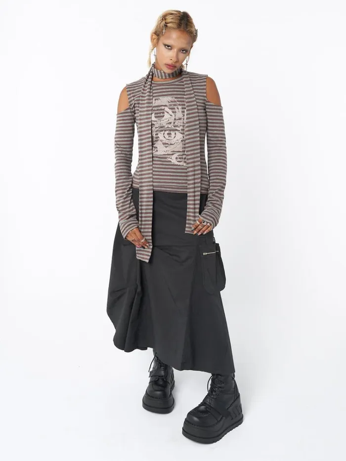 Clothing Lexi Black Tech Cargo Maxi Skirt Minga London Skirts