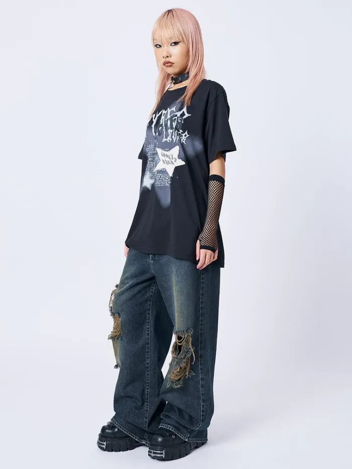 Clothing Lost Lover Black Graphic Tshirt Minga London Graphic Tees