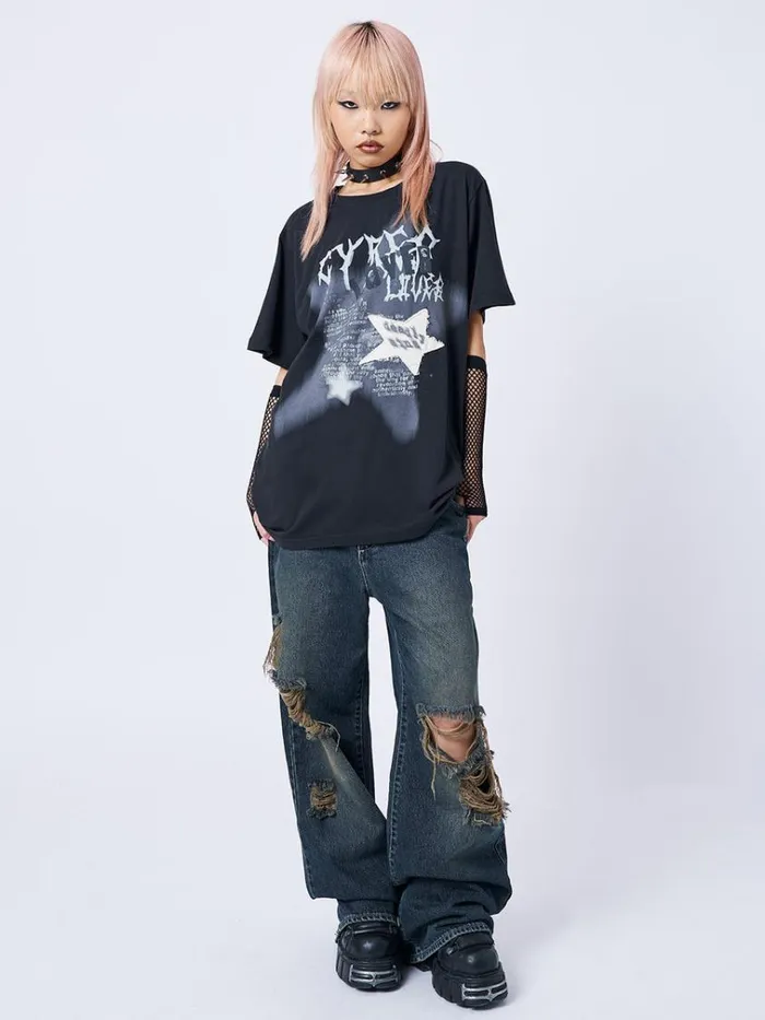 Clothing Lost Lover Black Graphic Tshirt Minga London Graphic Tees