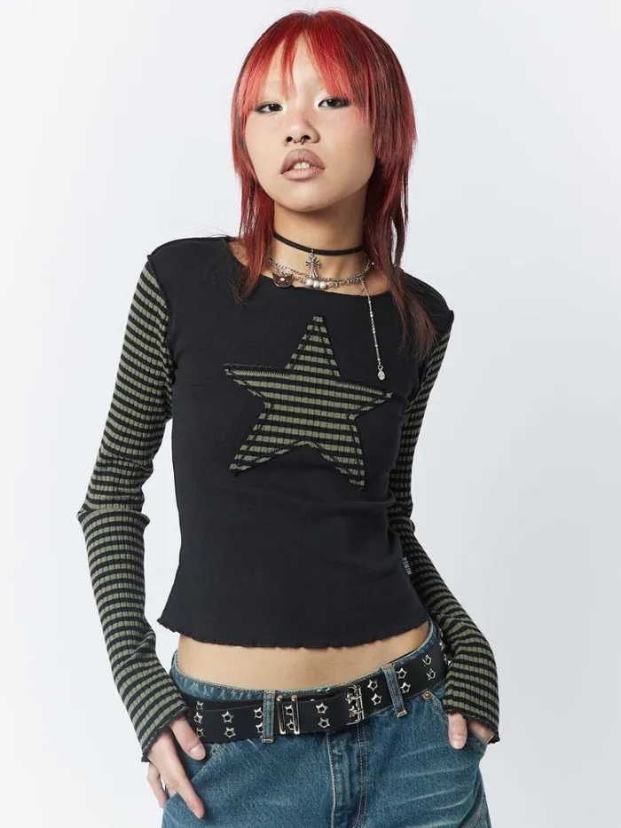 Clothing Lost Star Green Black Striped Long Sleeve Top Minga London Long Sleeve Tops Clothing Lost Star Green Black Striped Long Sleeve Top Minga London Long Sleeve Tops