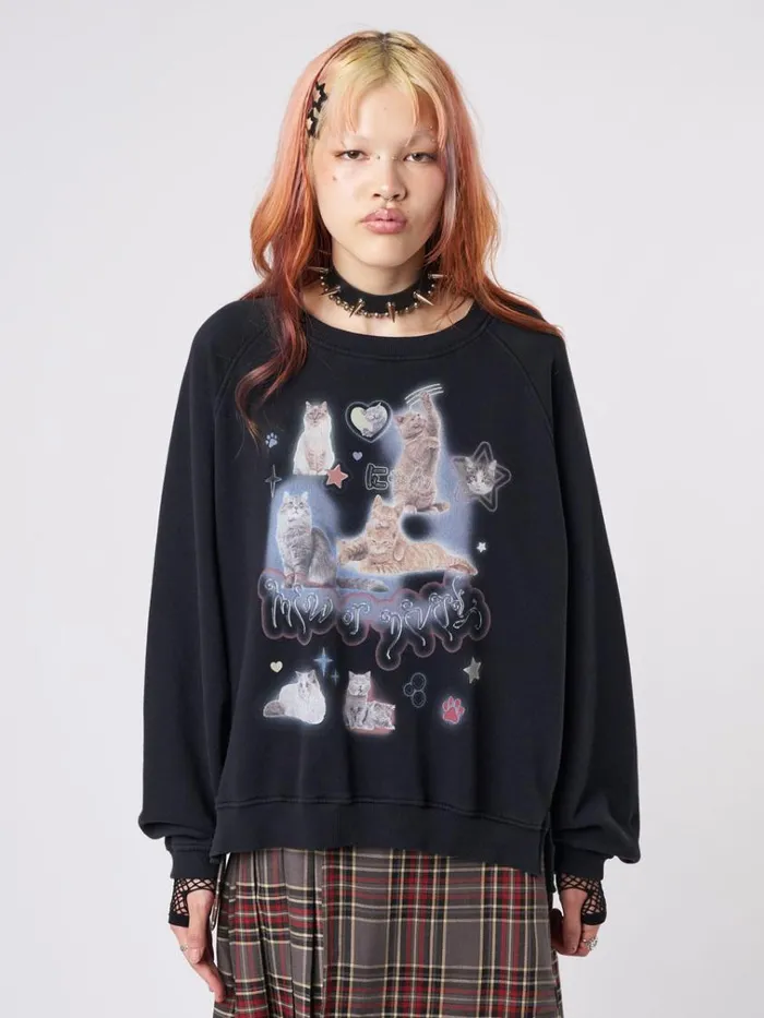 Clothing Meow Or Never Kitty Sweatshirt Minga London Sweatshirts