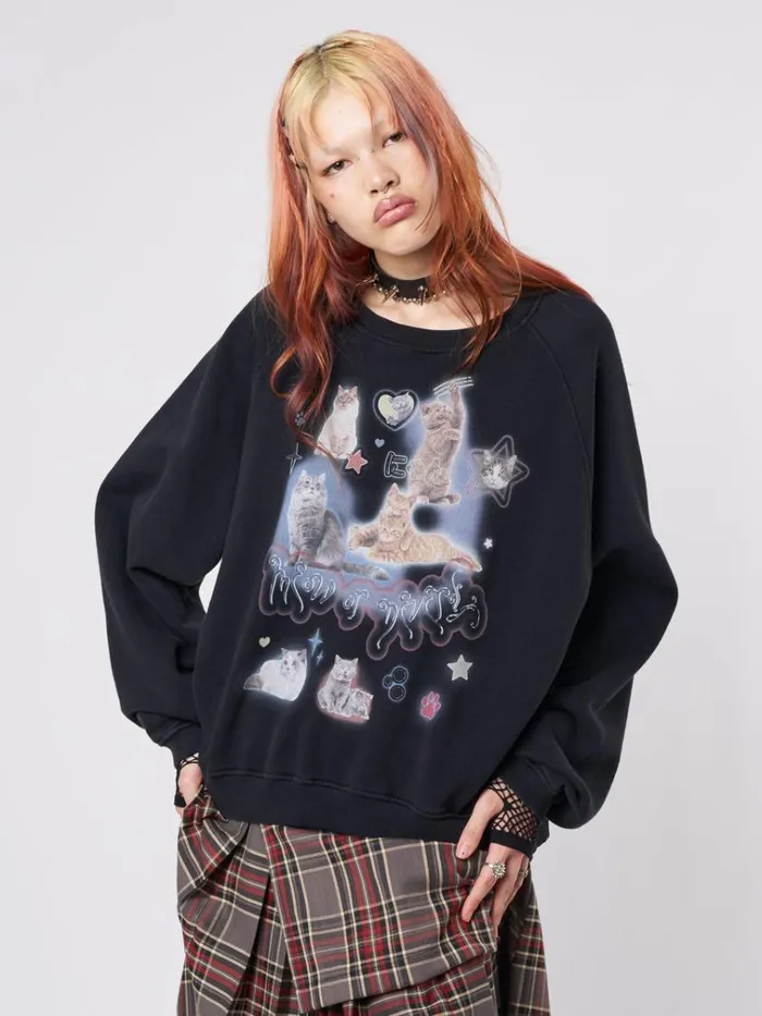 Clothing Meow Or Never Kitty Sweatshirt Minga London Sweatshirts