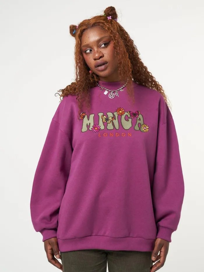 Clothing Minga Flowers and Butterflies High Neck Sweater Minga London Sweatshirts