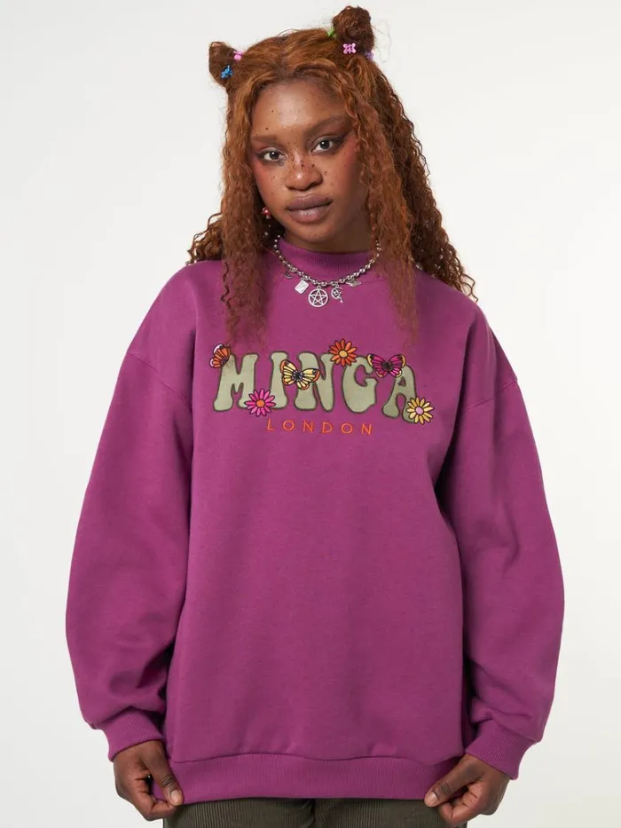 Clothing Minga Flowers and Butterflies High Neck Sweater Minga London Sweatshirts