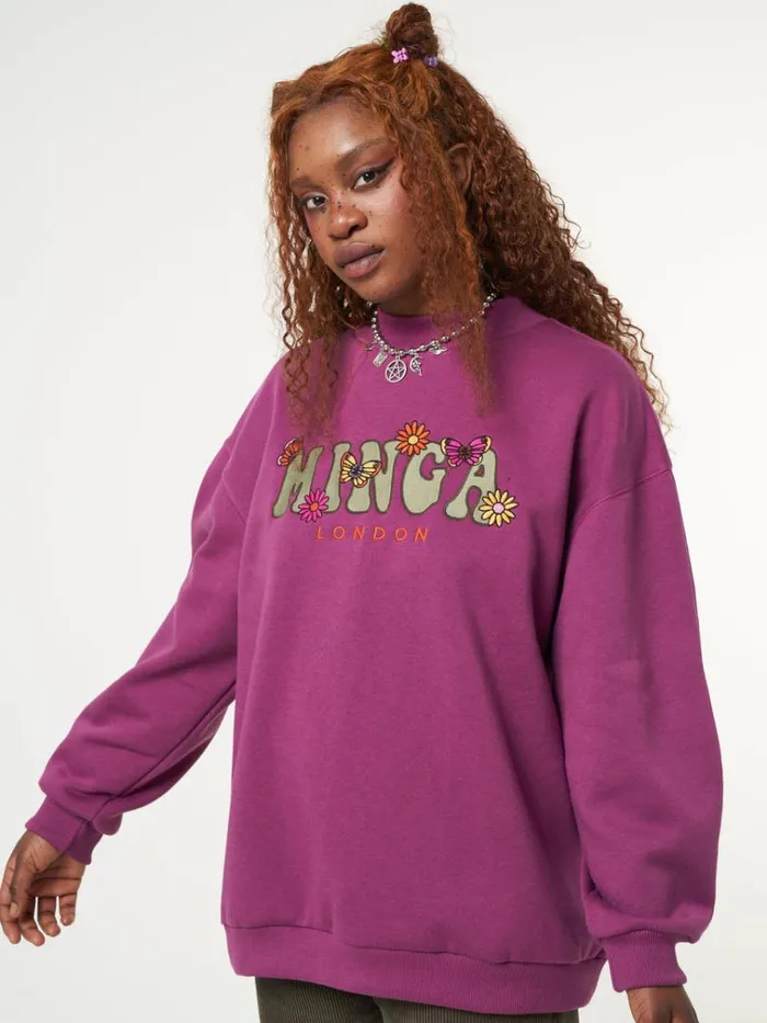 Clothing Minga Flowers and Butterflies High Neck Sweater Minga London Sweatshirts