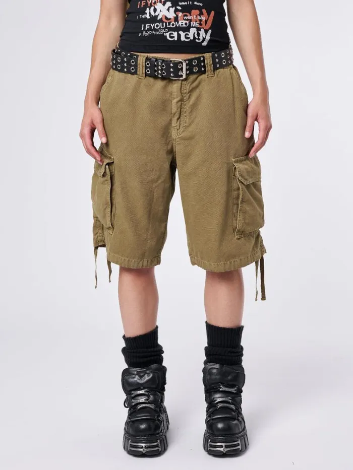 Clothing Minga London Cargo Issa Beige Long Cargo Shorts