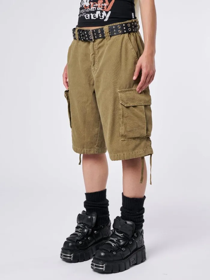 Clothing Minga London Cargo Issa Beige Long Cargo Shorts