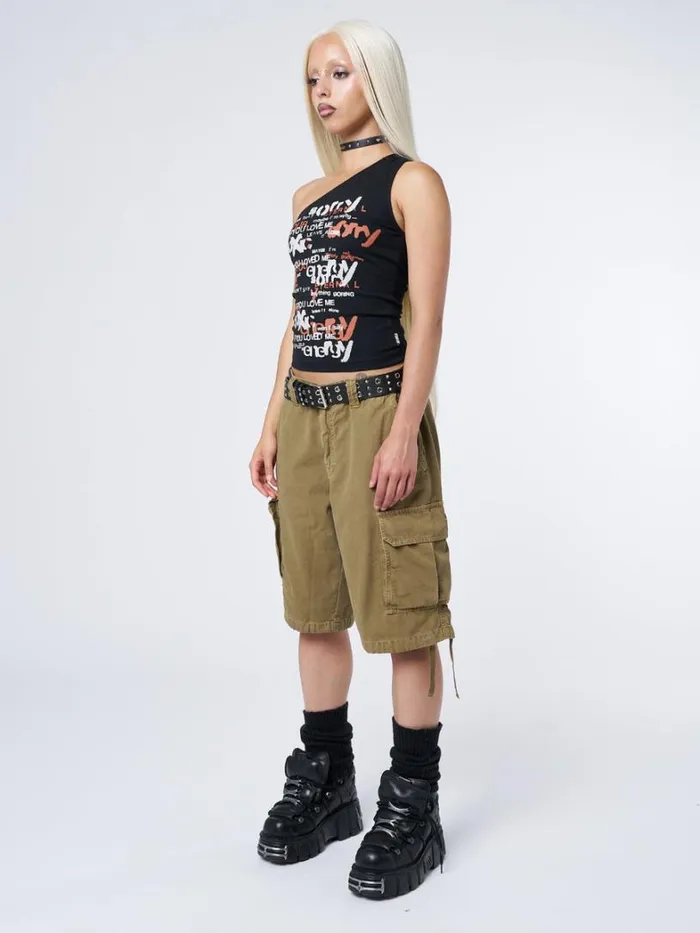 Clothing Minga London Cargo Issa Beige Long Cargo Shorts