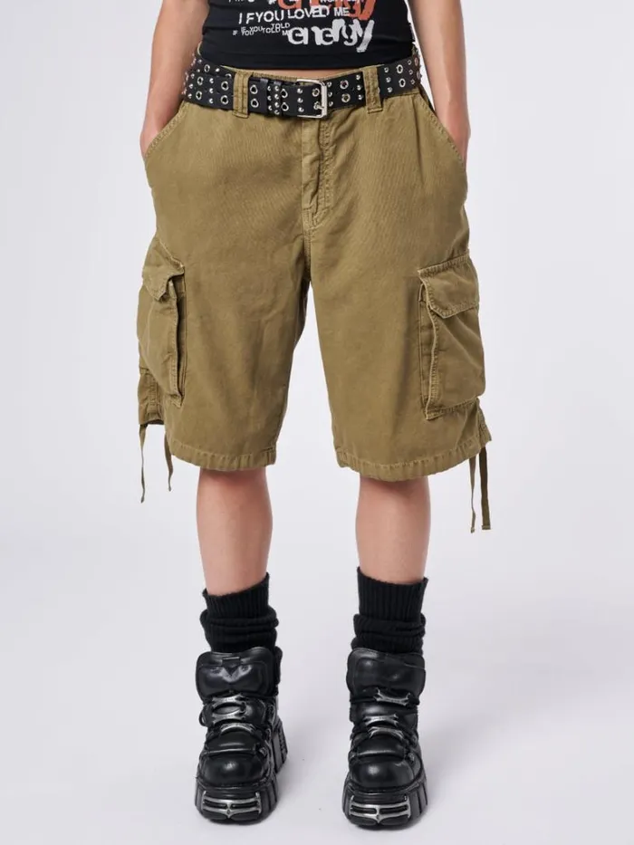 Clothing Minga London Cargo Issa Beige Long Cargo Shorts