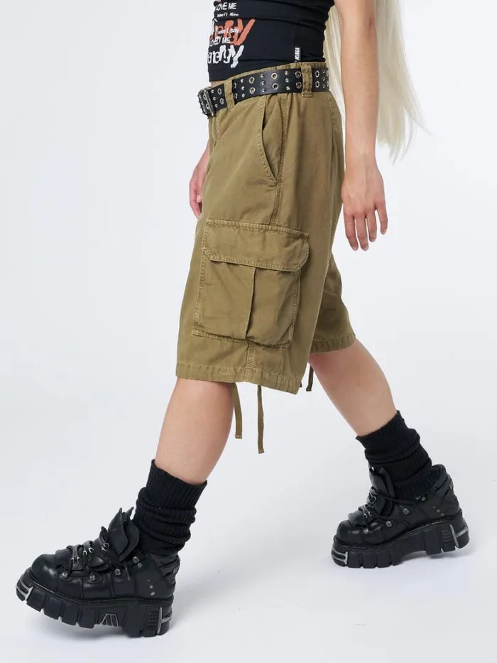Clothing Minga London Cargo Issa Beige Long Cargo Shorts