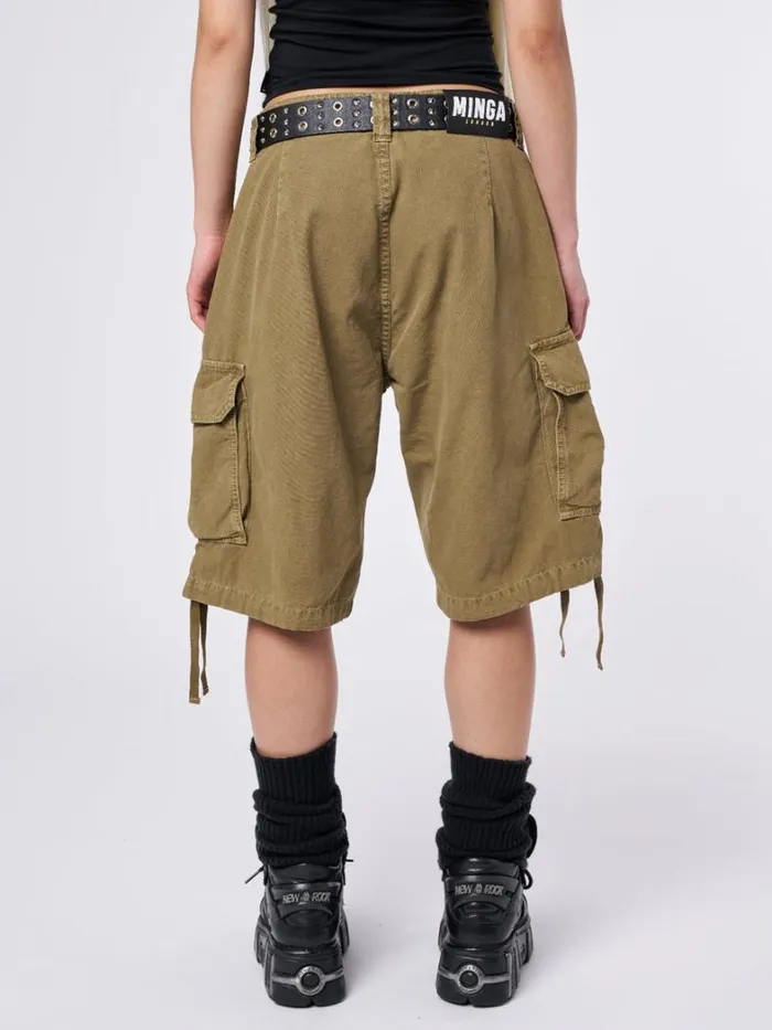 Clothing Minga London Cargo Issa Beige Long Cargo Shorts