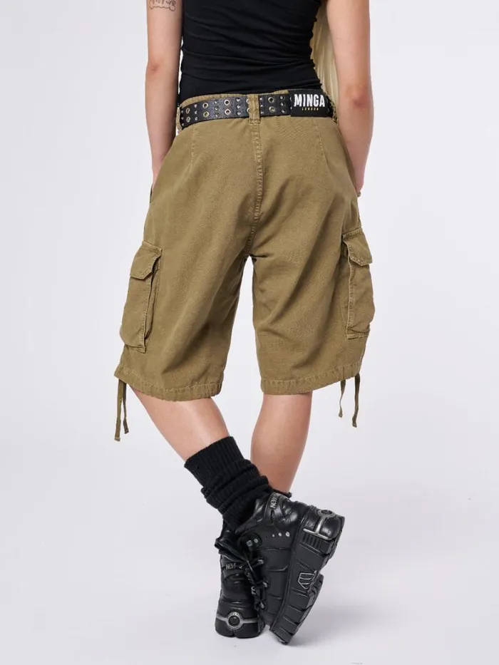 Clothing Minga London Cargo Issa Beige Long Cargo Shorts