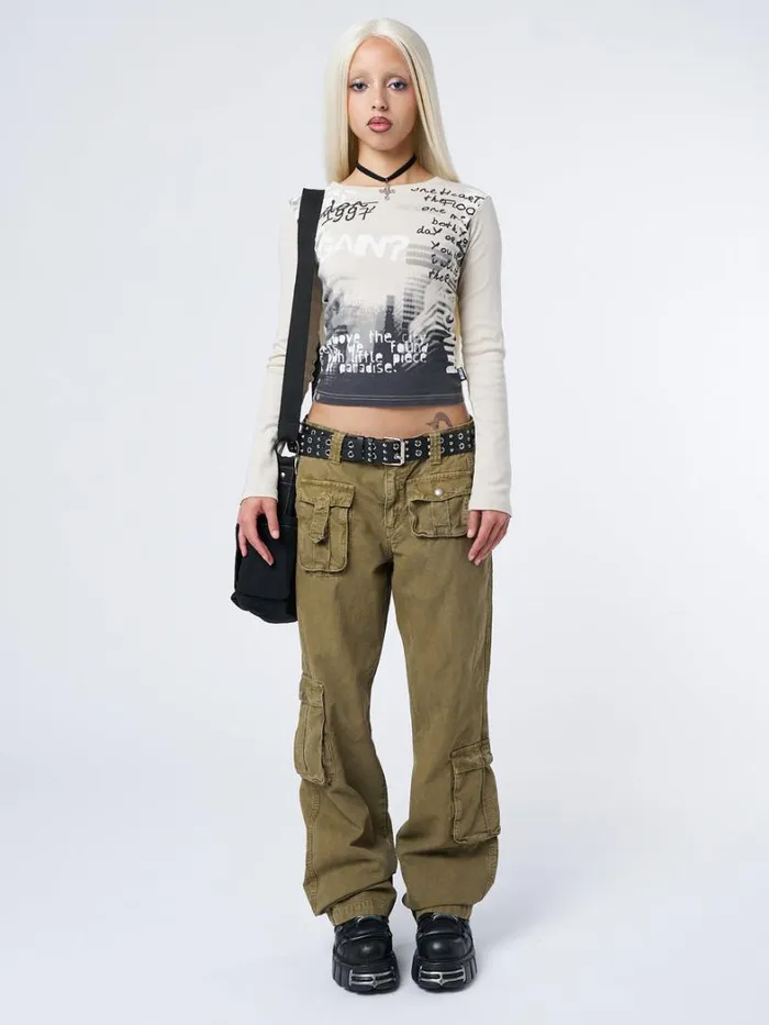 Clothing Minga London Cargo Trooper Beige Multi Pocket Cargo Pants