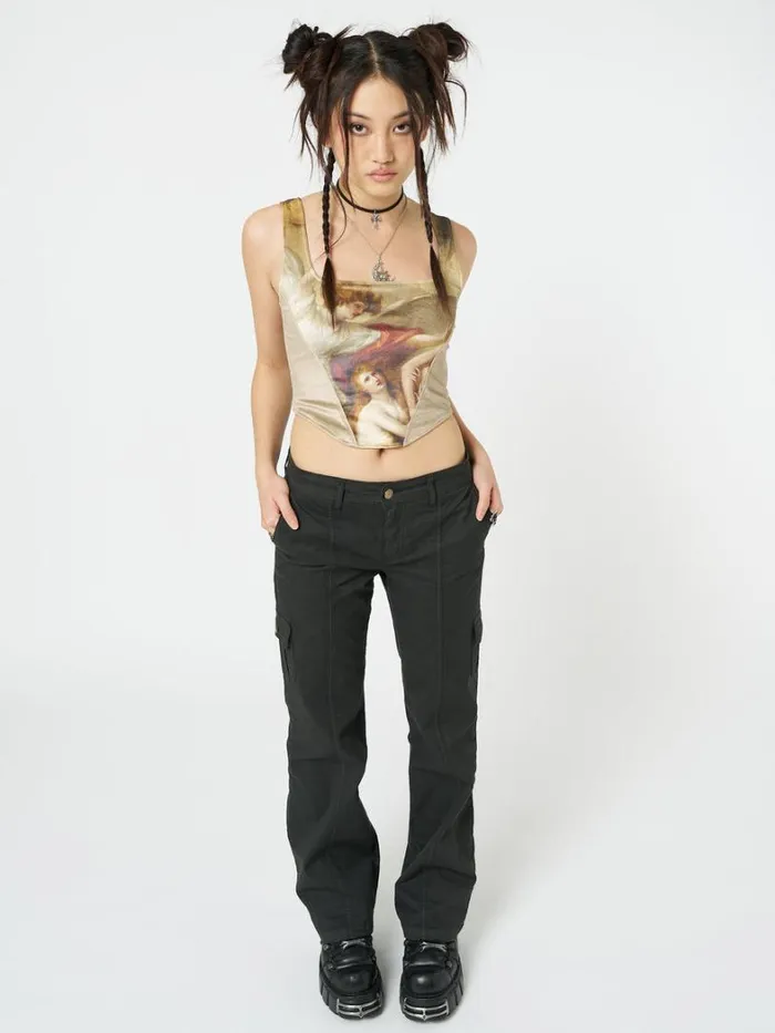 Clothing Minga London Crop Tops Alpine Gold Velvet Corset Crop Top