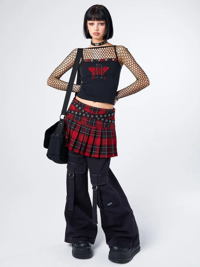 Clothing Minga London Crop Tops Carrie Plaid Star Cami Top
