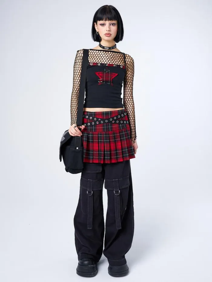 Clothing Minga London Crop Tops Carrie Plaid Star Cami Top
