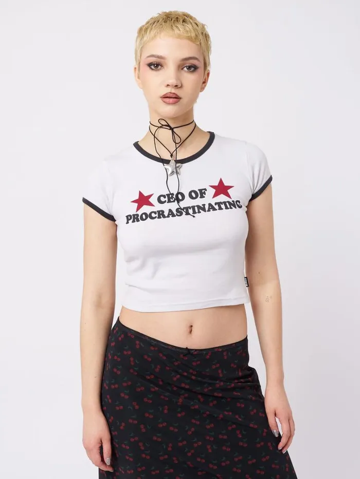 Clothing Minga London Crop Tops CEO Of Procrastinating Baby Tee