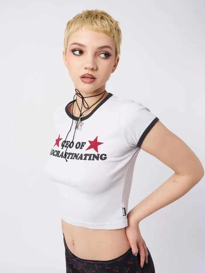 Clothing Minga London Crop Tops CEO Of Procrastinating Baby Tee