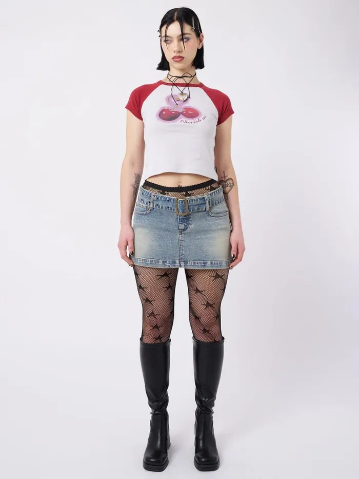 Clothing Minga London Crop Tops Cherry Pop Raglan Baby Tee
