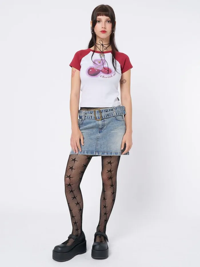 Clothing Minga London Crop Tops Cherry Pop Raglan Baby Tee