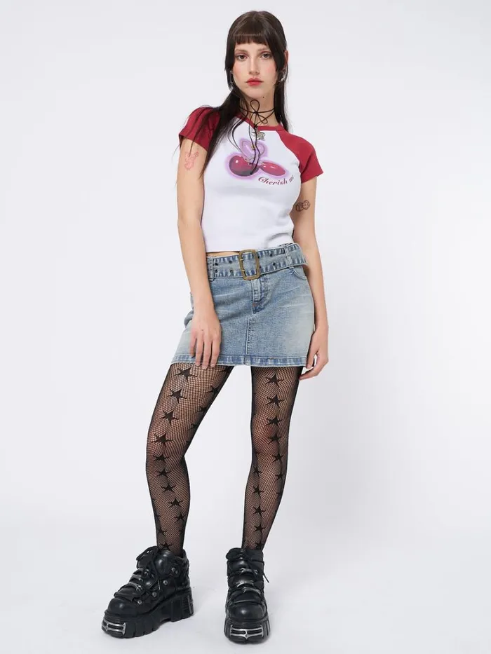 Clothing Minga London Crop Tops Cherry Pop Raglan Baby Tee