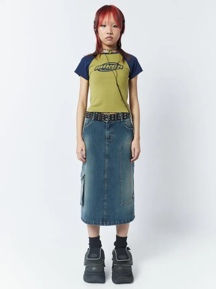 Clothing Minga London Crop Tops Cyber Graphic Print Raglan Baby Tee