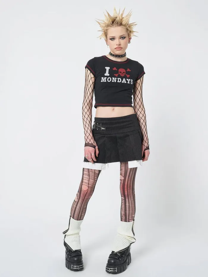 Clothing Minga London Crop Tops I Hate Mondays Black Baby Tee