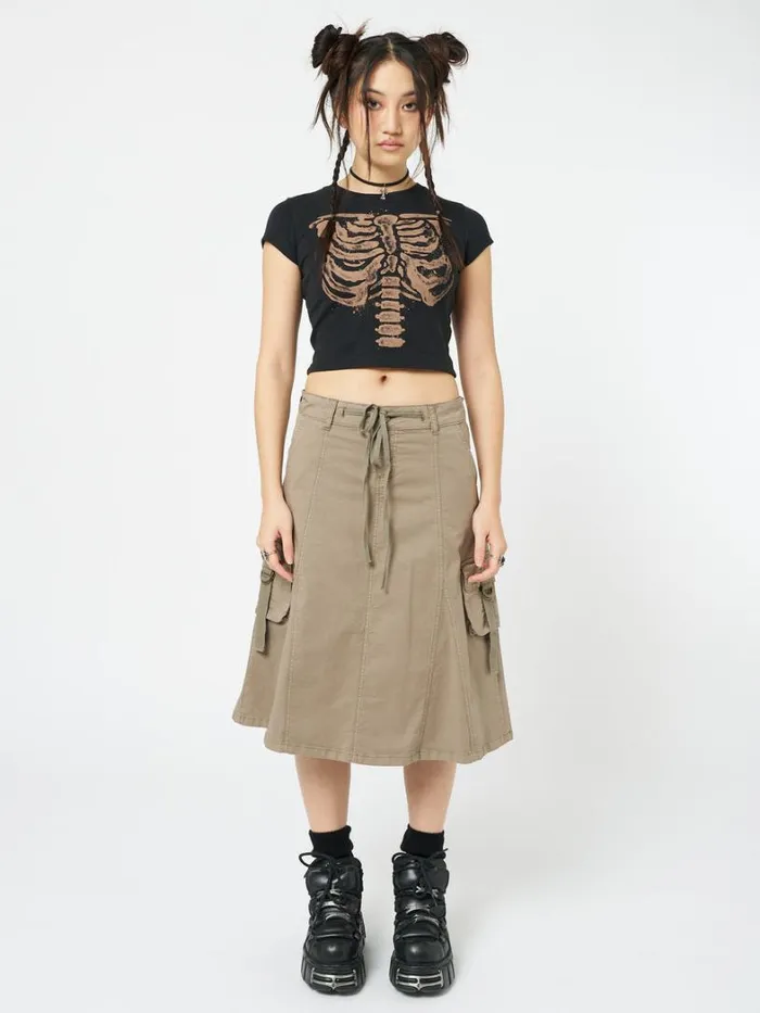 Clothing Minga London Crop Tops Skeleton Black Graphic Print Baby Tee