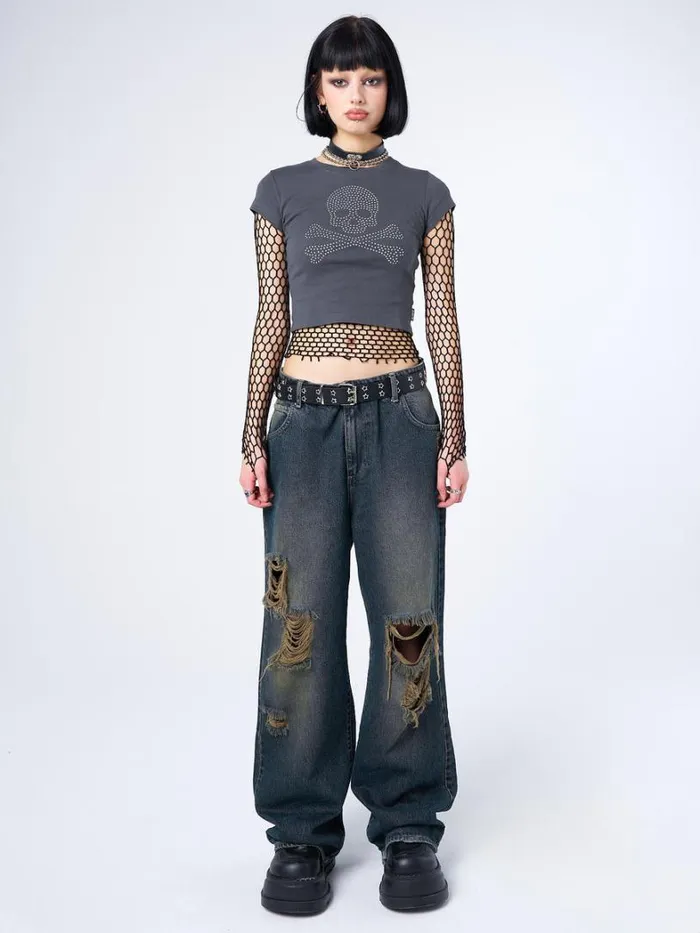 Clothing Minga London Crop Tops Sweet Toxicity Rhinestone Baby Tee