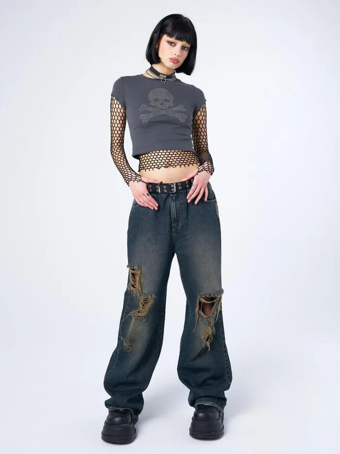 Clothing Minga London Crop Tops Sweet Toxicity Rhinestone Baby Tee