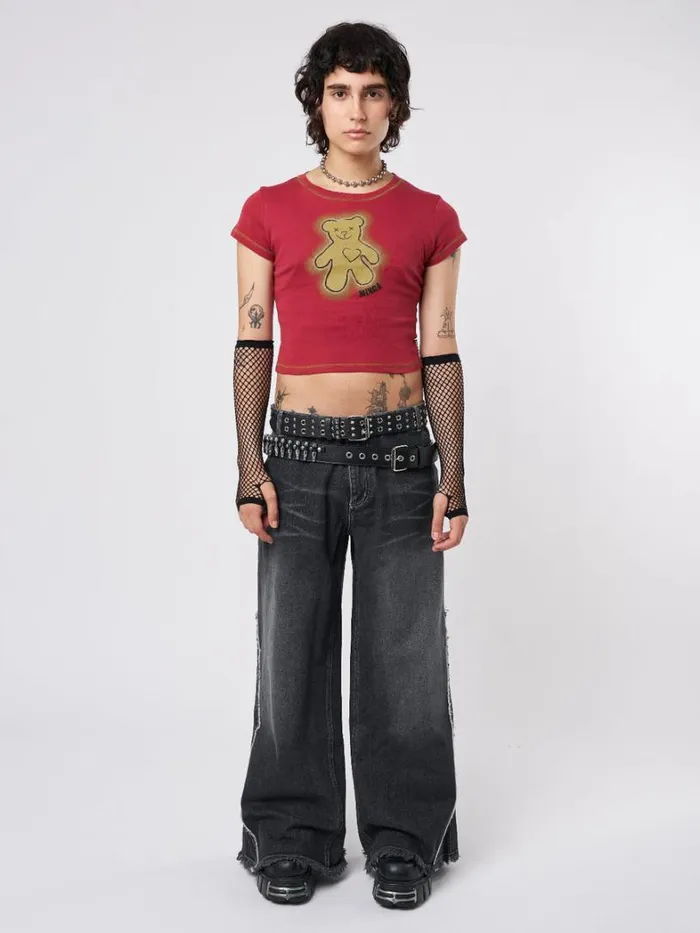 Clothing Minga London Crop Tops Teddy Red Baby Tee