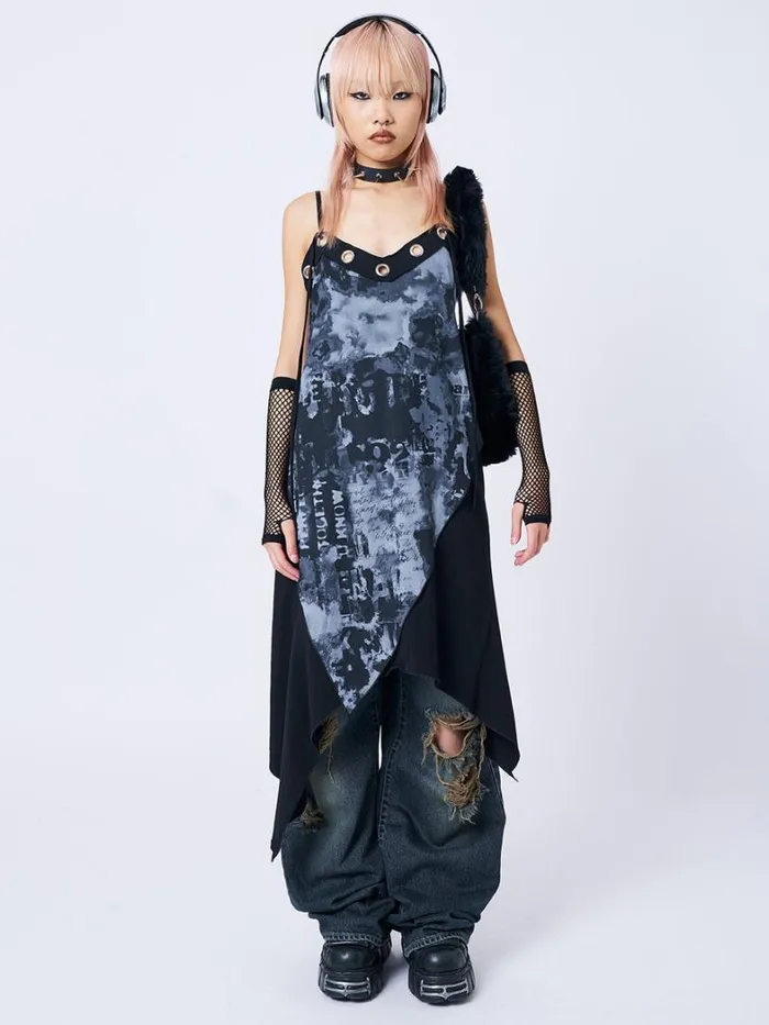 Clothing Minga London Dresses 1992 Black and Grey Asymmetric Midi Dress
