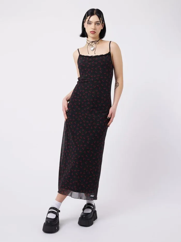 Clothing Minga London Dresses Cherry Cola Mesh Maxi Dress
