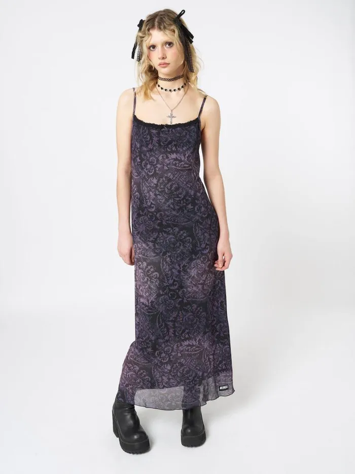 Clothing Minga London Dresses Dark Renaissance Mesh Maxi Dress