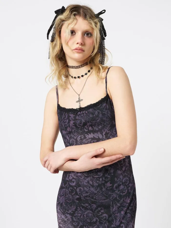 Clothing Minga London Dresses Dark Renaissance Mesh Maxi Dress