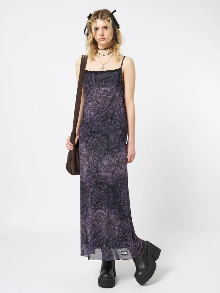 Clothing Minga London Dresses Dark Renaissance Mesh Maxi Dress