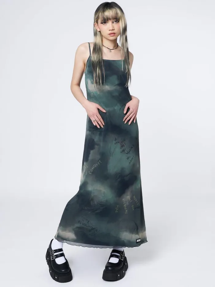 Clothing Minga London Dresses Eden Green Mesh Maxi Dress